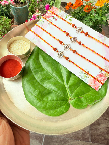 Silver Ganpati Rudraksha Rakhi Pack of 1 | Divine Rakhi for Brother Raksha Bandhan