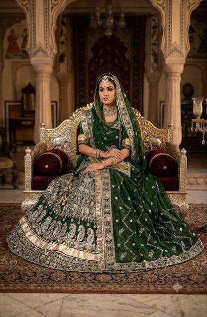 CREPSILK Fabric with Humarai pure Odhani  VINTAGE STYLE Barik Zari Sequence work Rajasthani Poshak