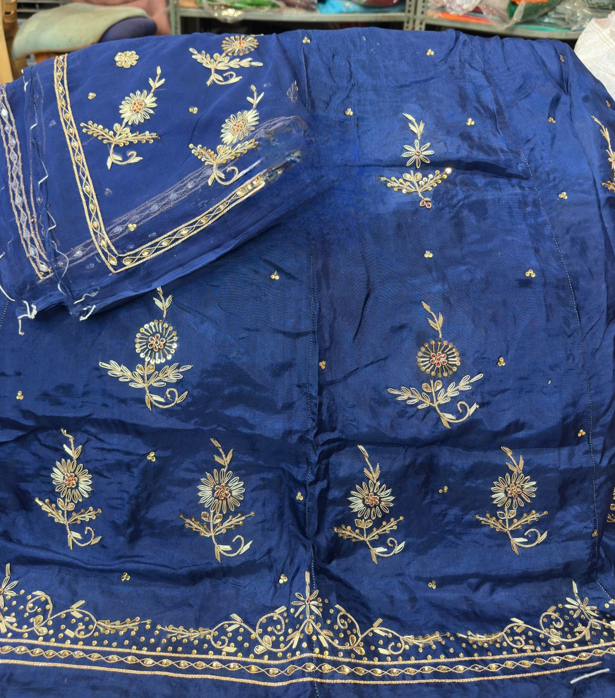 Upada silk fabric pure odhna heavy dabka jardoji handwork Fancy Rajasthani poshak