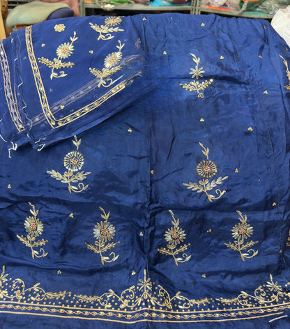 Upada silk fabric pure odhna heavy dabka jardoji handwork Fancy Rajasthani poshak