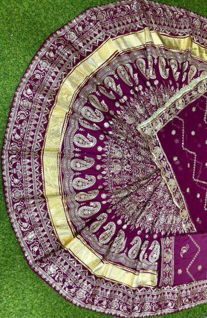 CREPSILK Fabric with Humarai pure Odhani  VINTAGE STYLE Barik Zari Sequence work Rajasthani Poshak