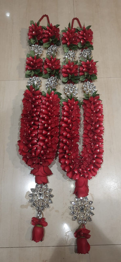 Fresh Flower Fancy Wedding Garland Varmala Pair for Bride & Groom – 5.5 ft