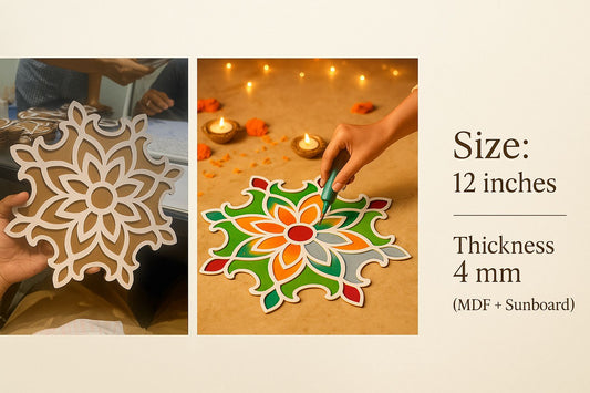 Rangoli Stencil Combo Pack – 12" Inch Reusable Wooden MDF Designs pack of 4
