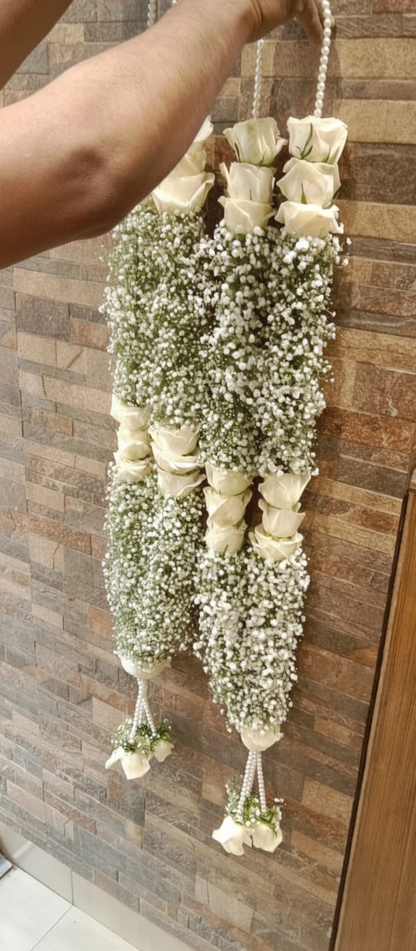 Premium Fresh Flower Varamala–Jaimala Garland Pair 5.5ft