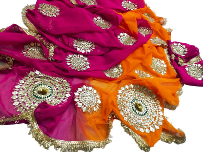 Boutique Designer Chiffon Gota Patti Saree – Multi Colour Buti Work with Contrast Blouse
