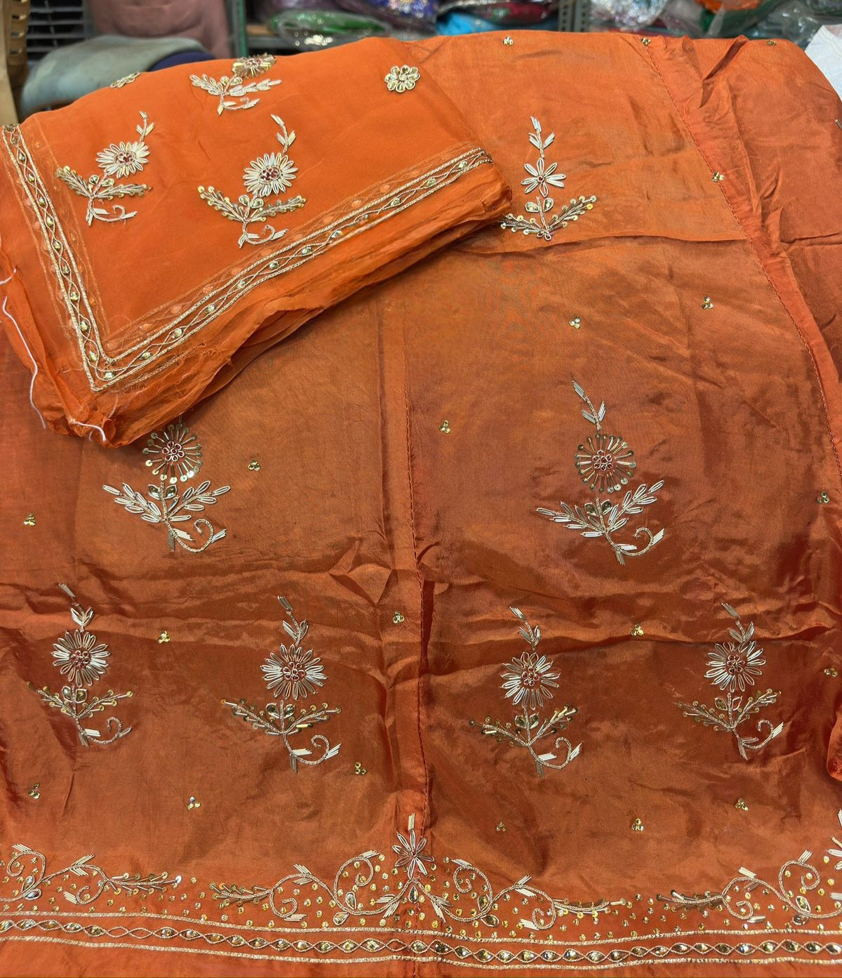 Upada silk fabric pure odhna heavy dabka jardoji handwork Fancy Rajasthani poshak