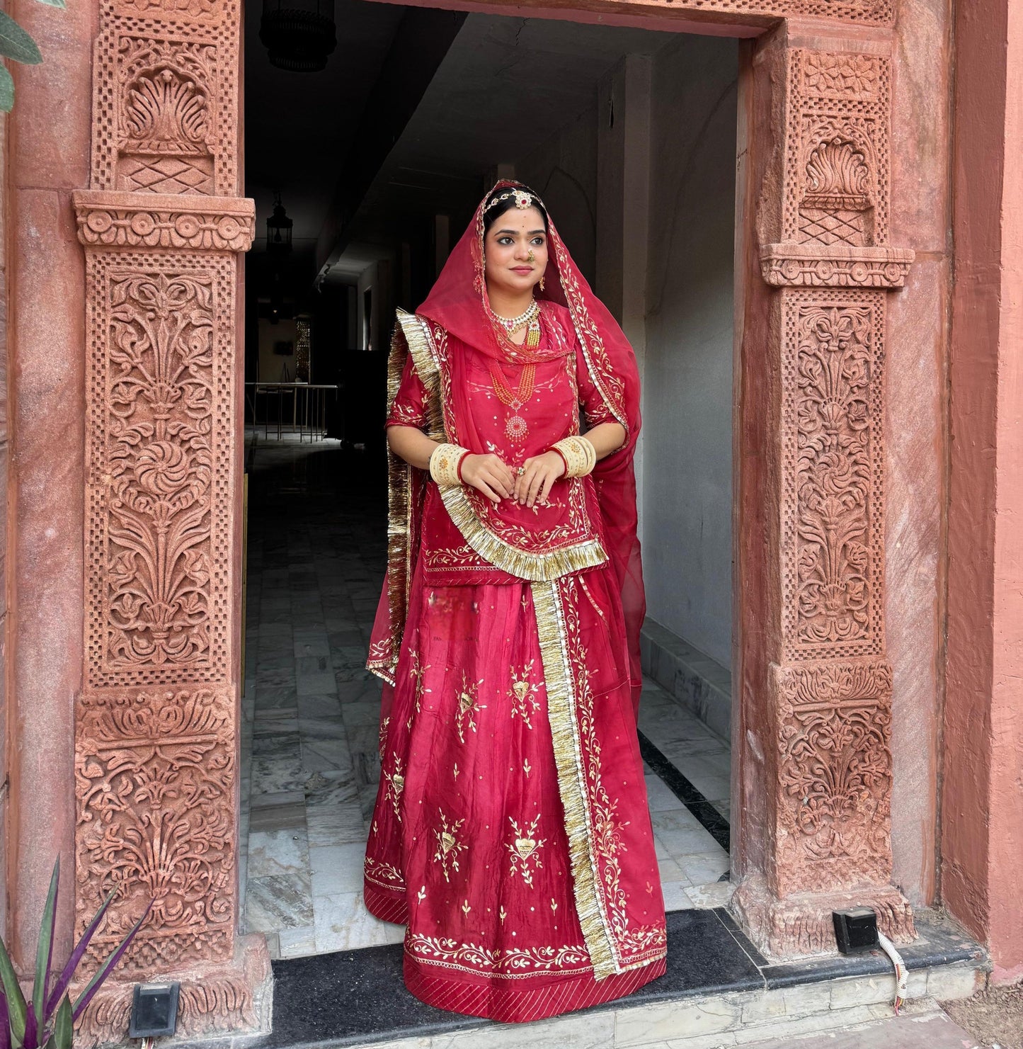 Elegant Partywear Rajasthani Poshak – Upada Double Shaded with Pure Hamrahi Odhna & Pitta Kasab Work