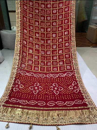 Pure Ghatchola Gaji Silk Bandhej Saree | Handwork Traditional Ethnic Wear