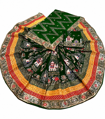 Royal 4 meter gher Rajasthani poshak with heavy Odhani and boutique finish