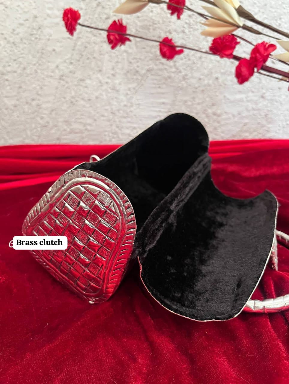 Royal ethnic silver clutch purse for weddings and festive occasions