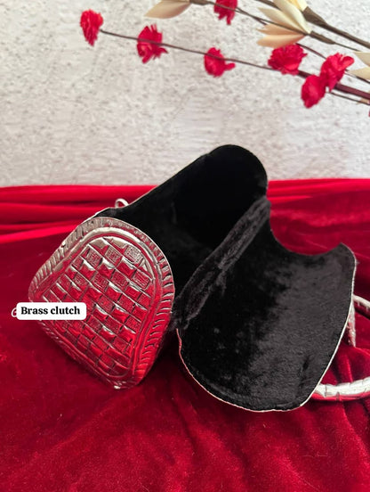 Royal ethnic silver clutch purse for weddings and festive occasions