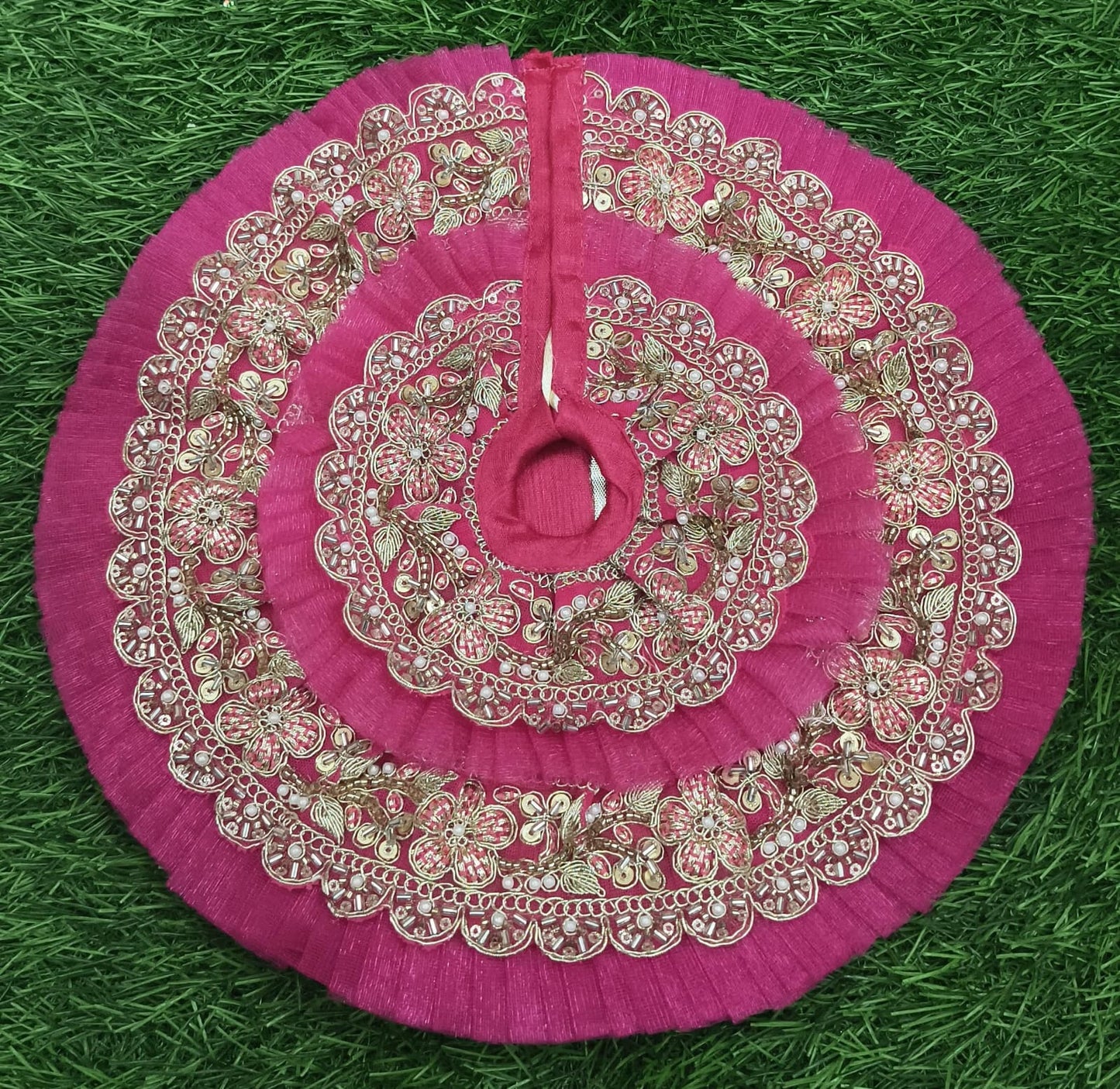 Handcrafted Heavy Embroidery Sequence Work Laddu Gopal Poshak in Ivory White for Kanha Ji