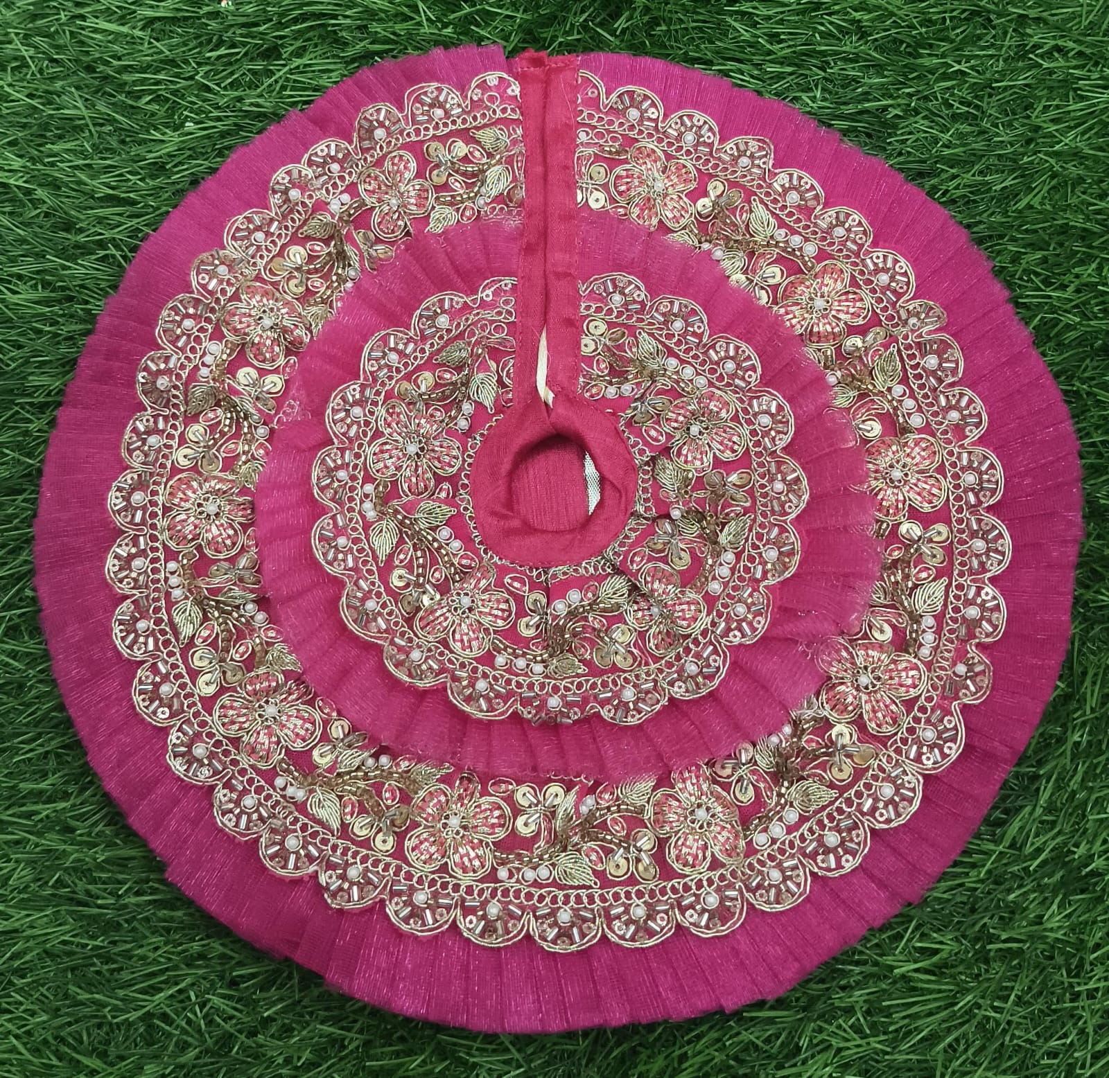 Handcrafted Heavy Embroidery Sequence Work Laddu Gopal Poshak in Ivory White for Kanha Ji