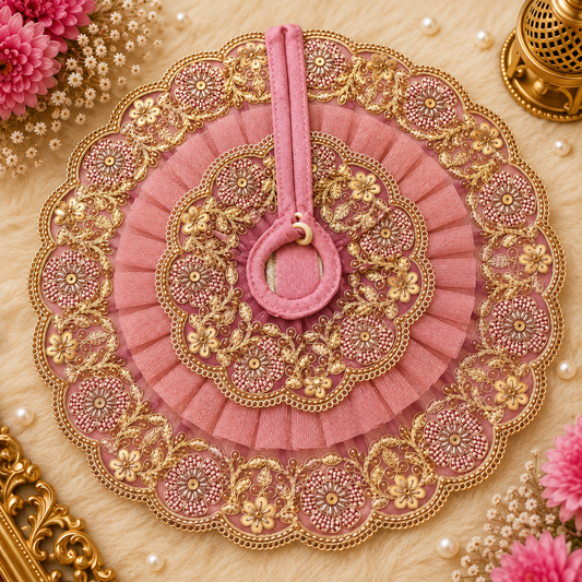 Royal Gulnaar Heavy Embroidery Sequence Work Laddu Gopal Poshak in Pink