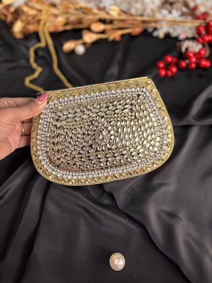 Royal Kundan designer clutch with intricate ethnic embellishment