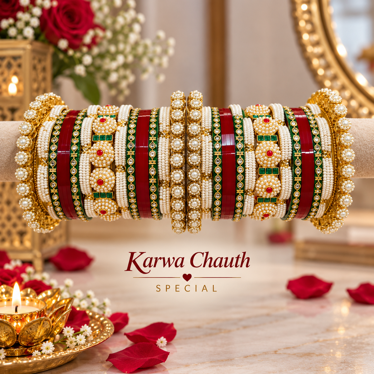 Royal pearl and gold traditional chuda set