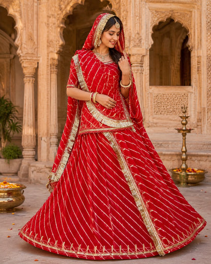 Sawan Lahriya Rajasthani Poshak with traditional detailing