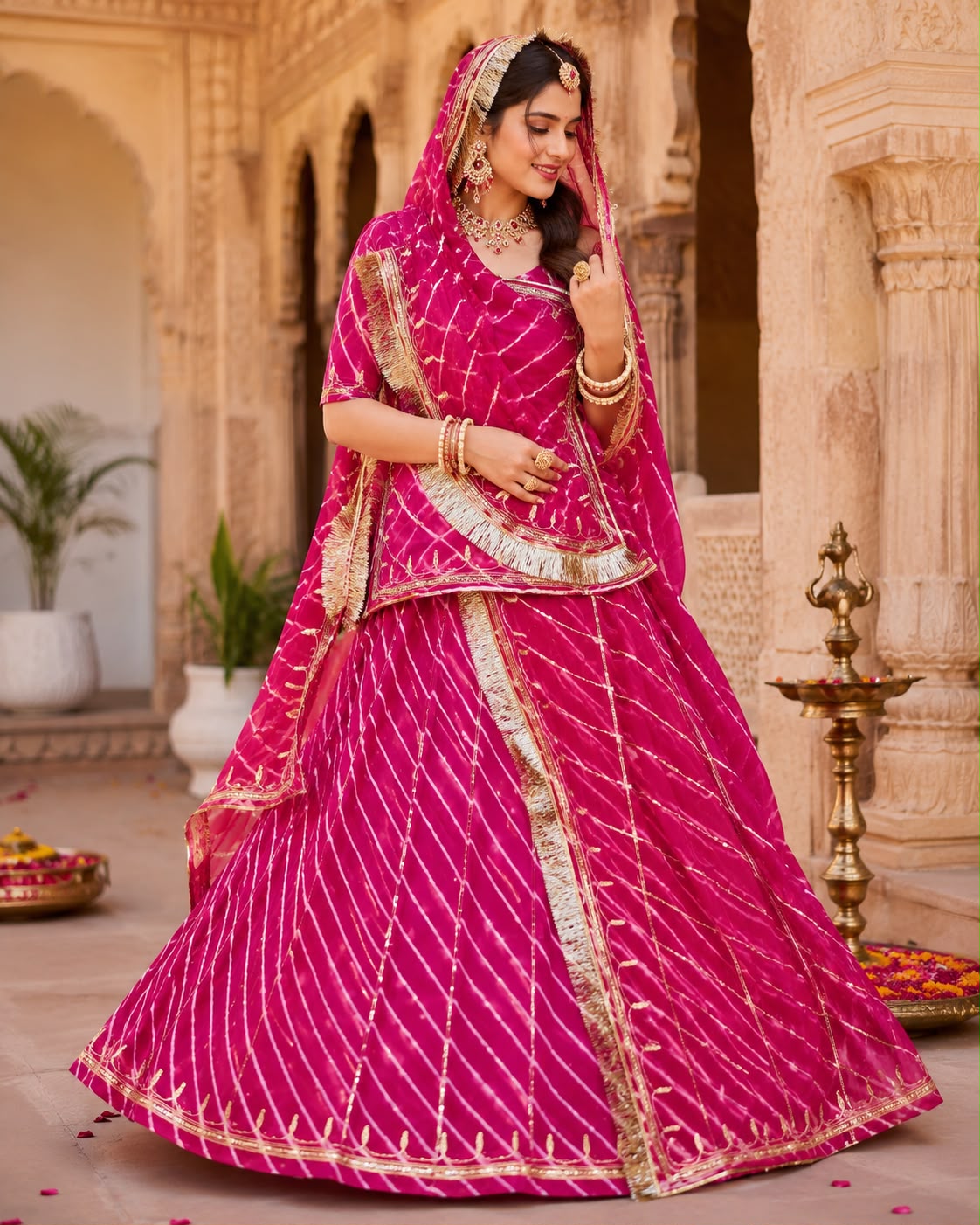 Lahriya Rajputi Poshak for Sawan Teej festivals and traditional occasions