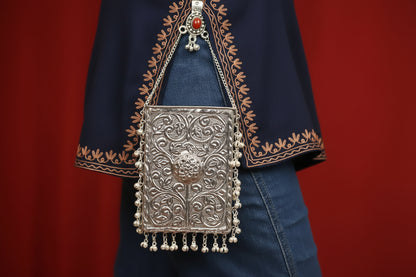 Shahi brass mobile clutch with traditional Ghungroo detailing