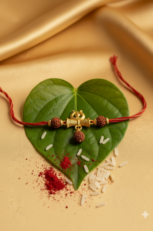 Shiv Ji Rudraksha Trishul Raksha Kavach Rakhi for brother