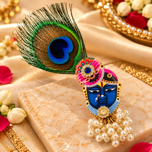 Shreenathji-inspired decorative brooches in a pack of 25 for weddings and festive occasions.
