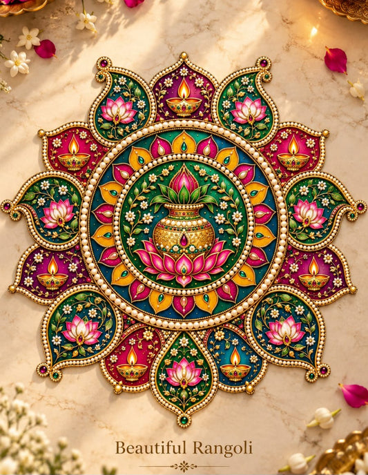 Shubh Kalash MDF Rangoli 12 inch with traditional decorative design