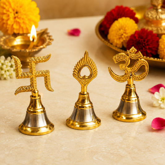 Silver and golden plated wedding bells Ghanti