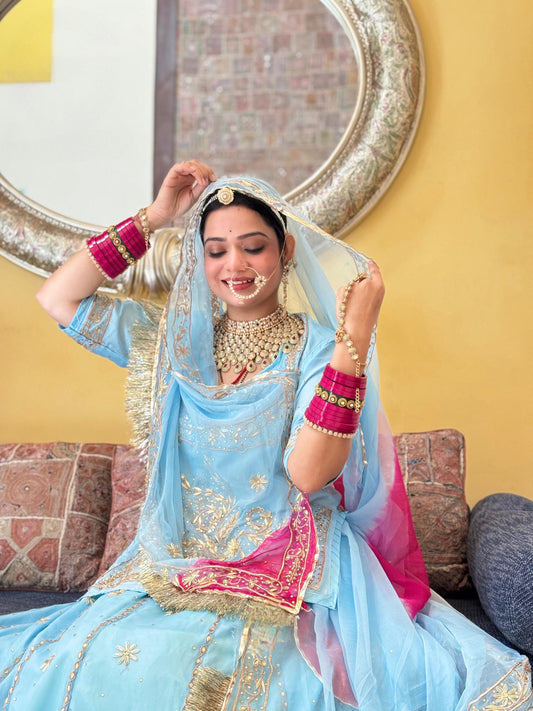 Sky Neel Rajasthani Designer Poshak