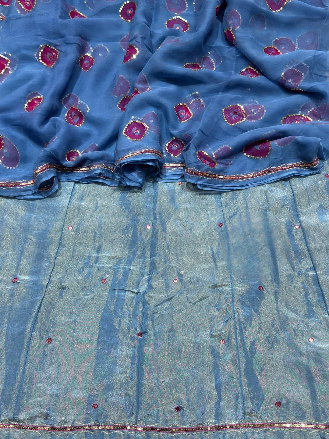 Tissue Fabric Rajasthani Poshak for traditional and festive wear