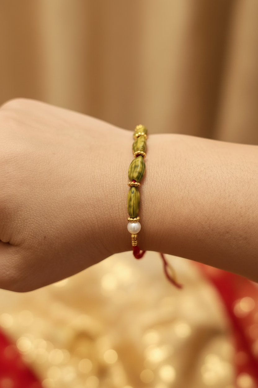 Traditional Handmade Elaichi Moli Kalawa Rakhi for Raksha Bandhan
