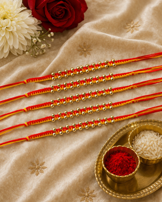 Traditional Golden Beads Rakhi for Brother