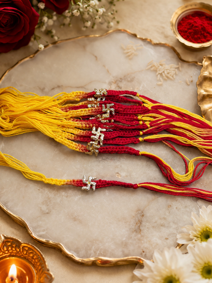 Traditional Swastik Moli Kalawa Rakhi for Brother