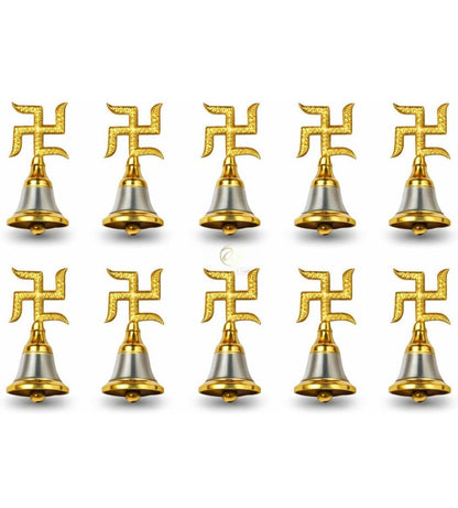 Traditional silver golden wedding bells