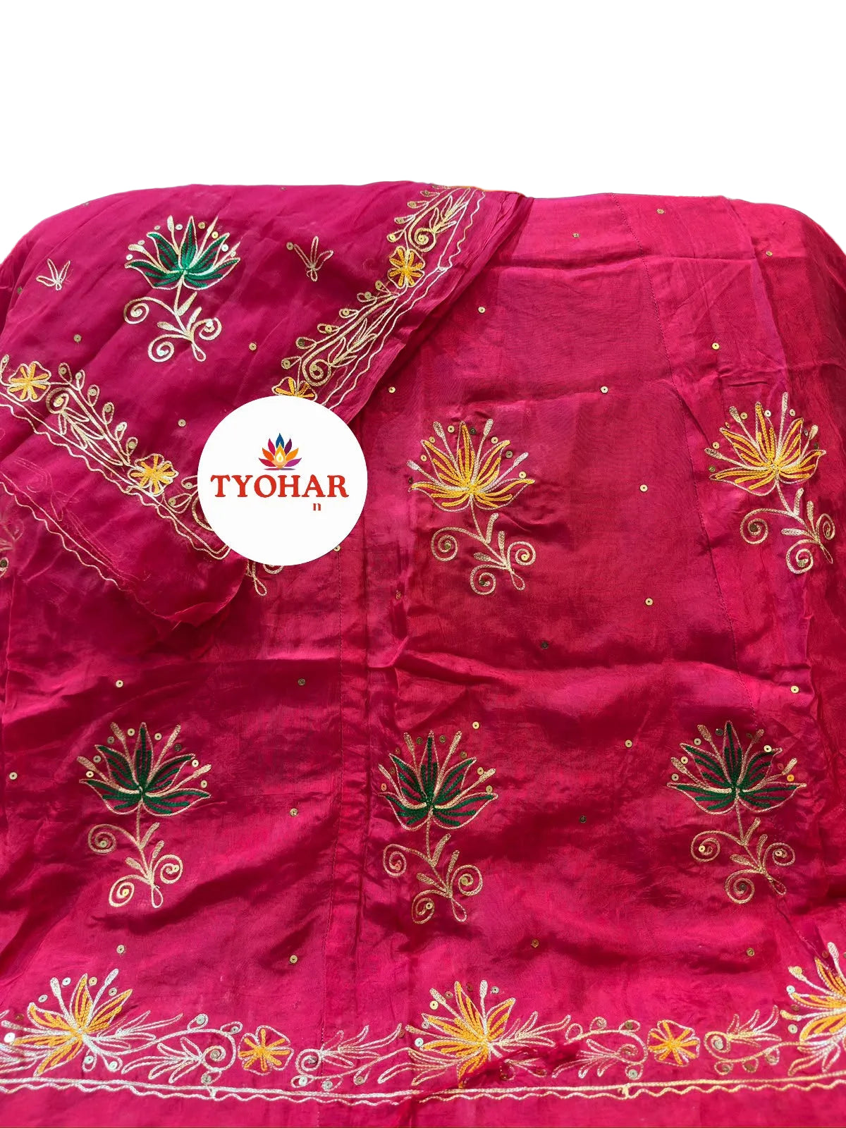 Complete Upada Silk Poshak with Pure Odhani and traditional handwork