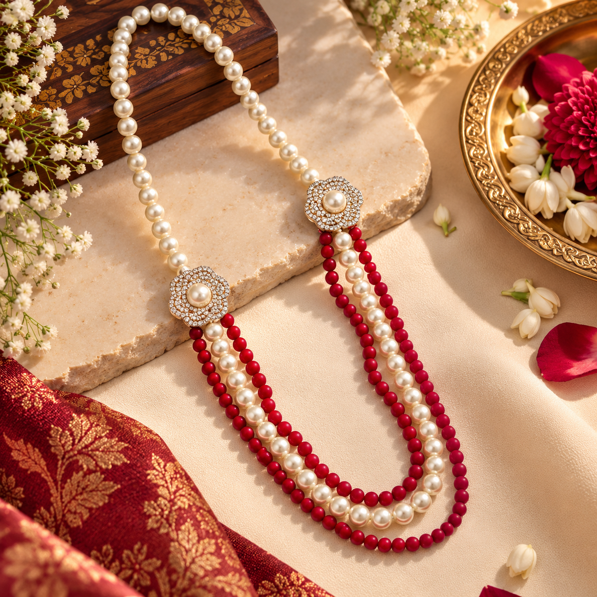 Vibrant handcrafted wedding welcome mala set of 10 for baraat swagat and Indian wedding guest welcome ceremonies.