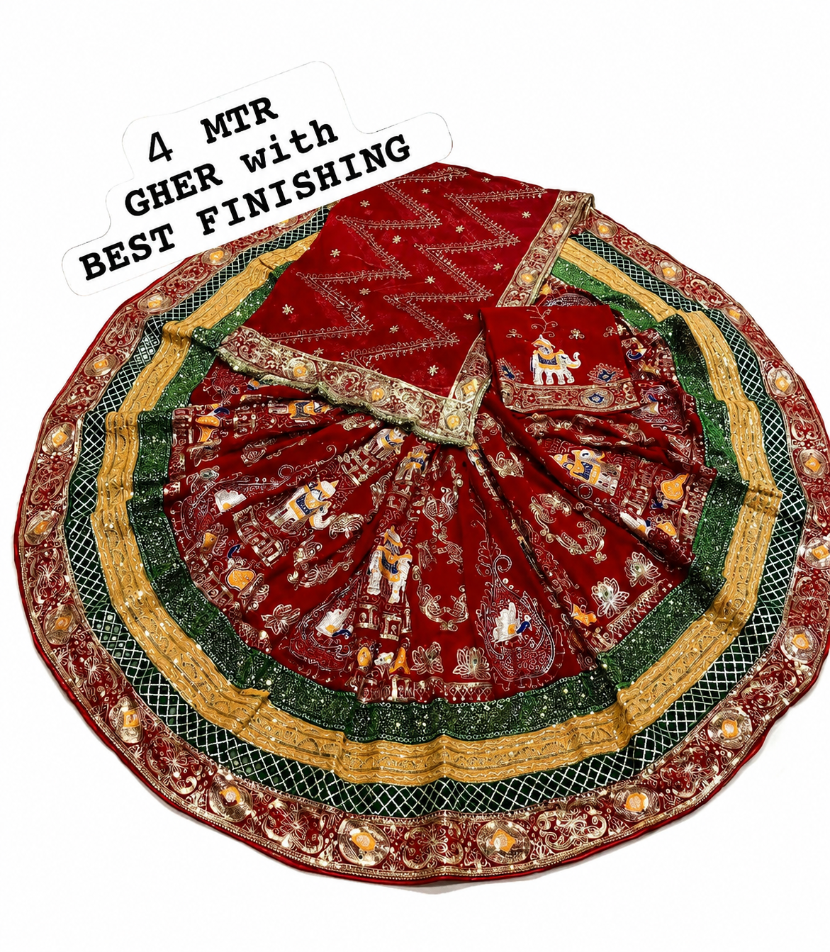 Vintage boutique style Rajasthani lehenga with elegant georgette fabric