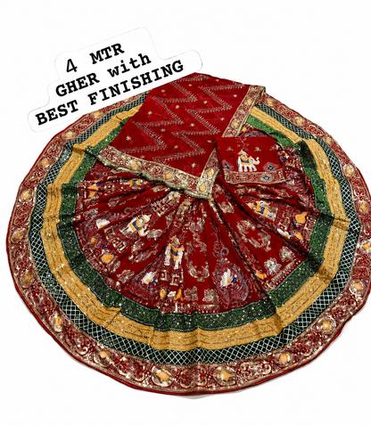 Vintage boutique style Rajasthani lehenga with elegant georgette fabric
