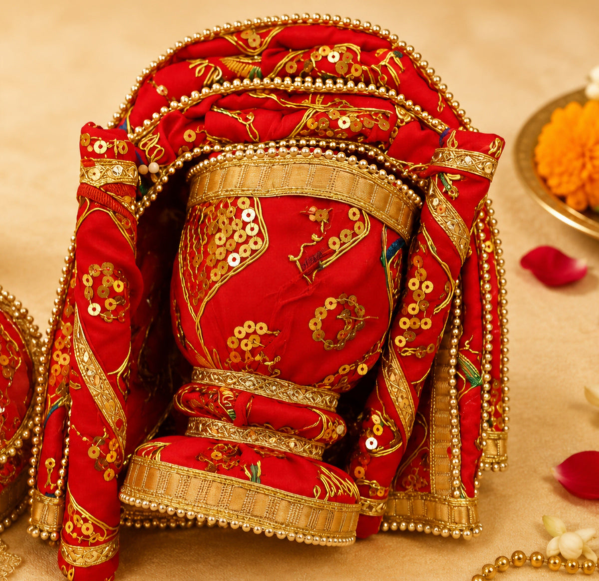 Traditional wooden Ukhal Musal Chhajhla set for wedding rituals