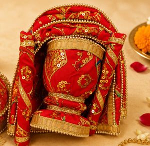 Traditional Wooden Ukhal Musal Chhajhla Set for Wedding Rituals – 5 Pieces